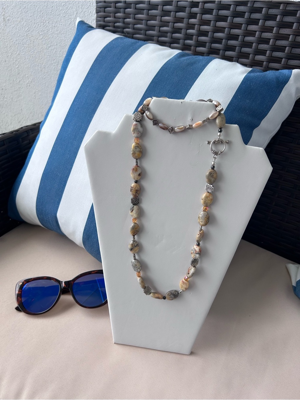 Sterling 925 natural stone necklace and Bracelet Set Stunning!
